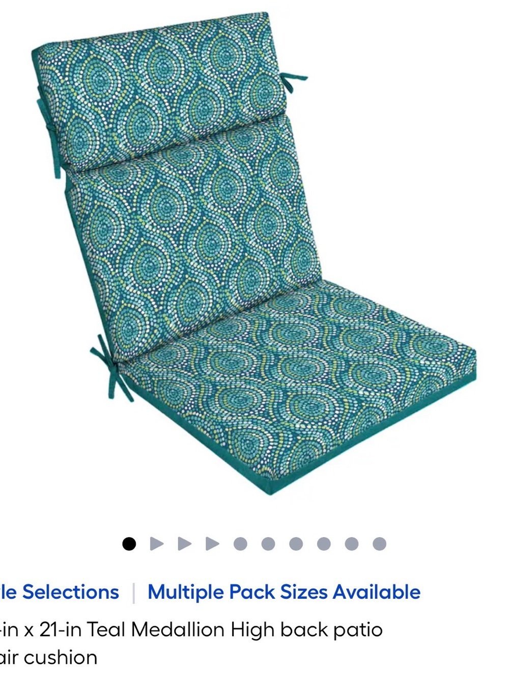Teal Medallion High-Back Patio Chair Cushion